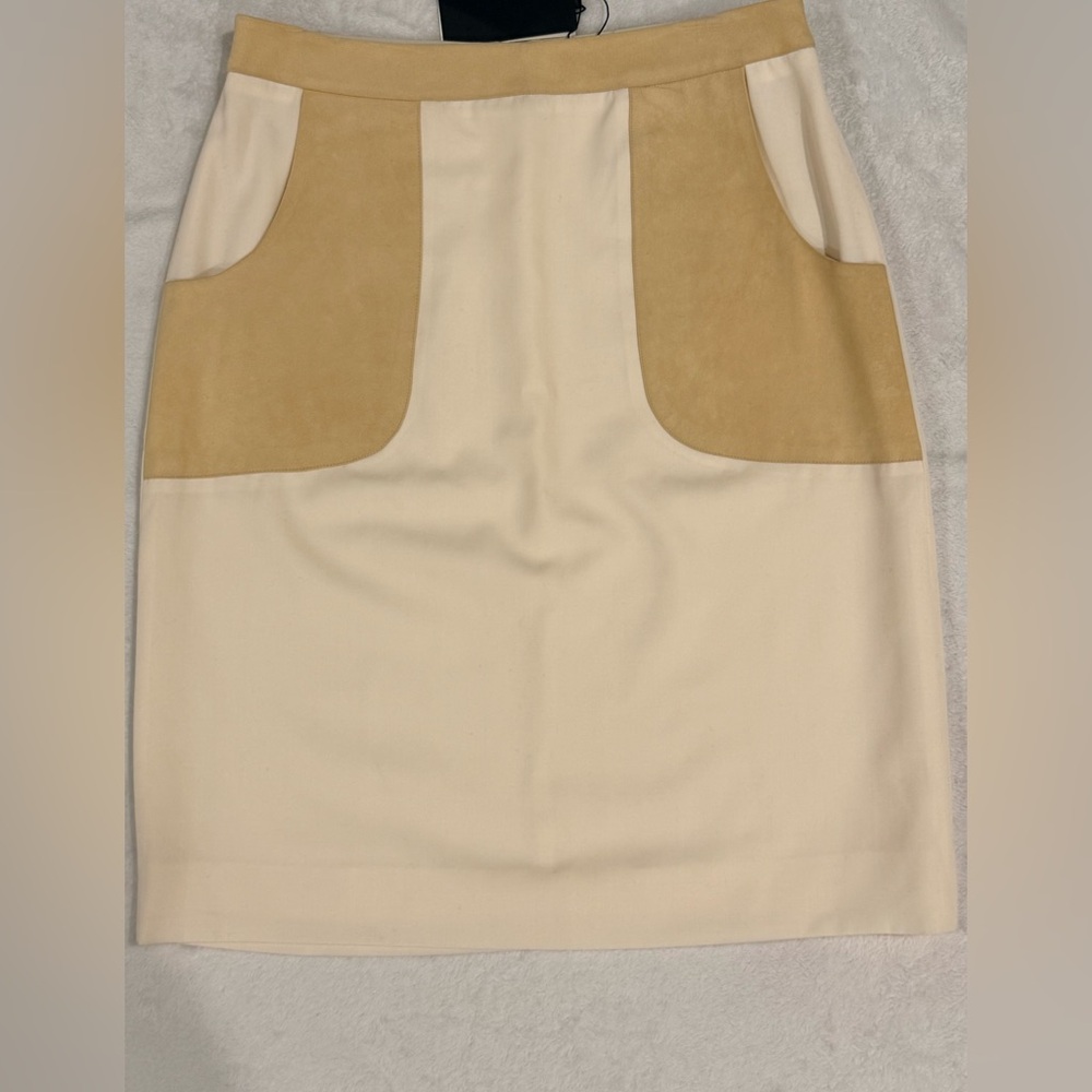 RAOUL Jockey Skirt – Cream – Suede Trim – NWT